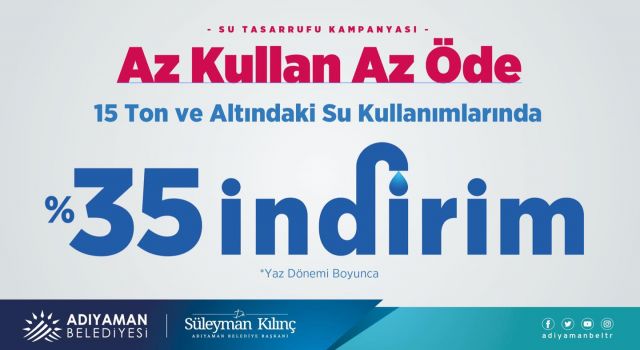 Az su kullanana büyük indirim