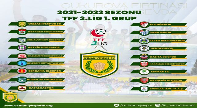 Osmaniyespor FK 2021-2022 sezonunda TFF 3. Lig 1. Grup'ta yer aldı